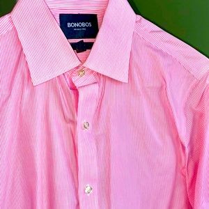SLIM FIT - WRINKLE-FREE - PINK PINSTRIPE SHIRT